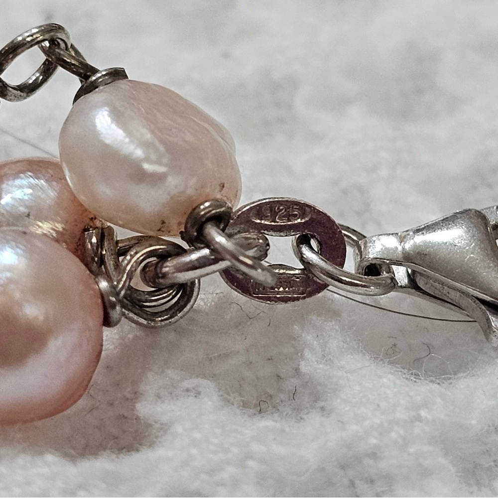Glass Foil Bead and Pearl Necklace & Bracelets Bundle Set Shimmery Pink & Brown - Picture 11 of 12